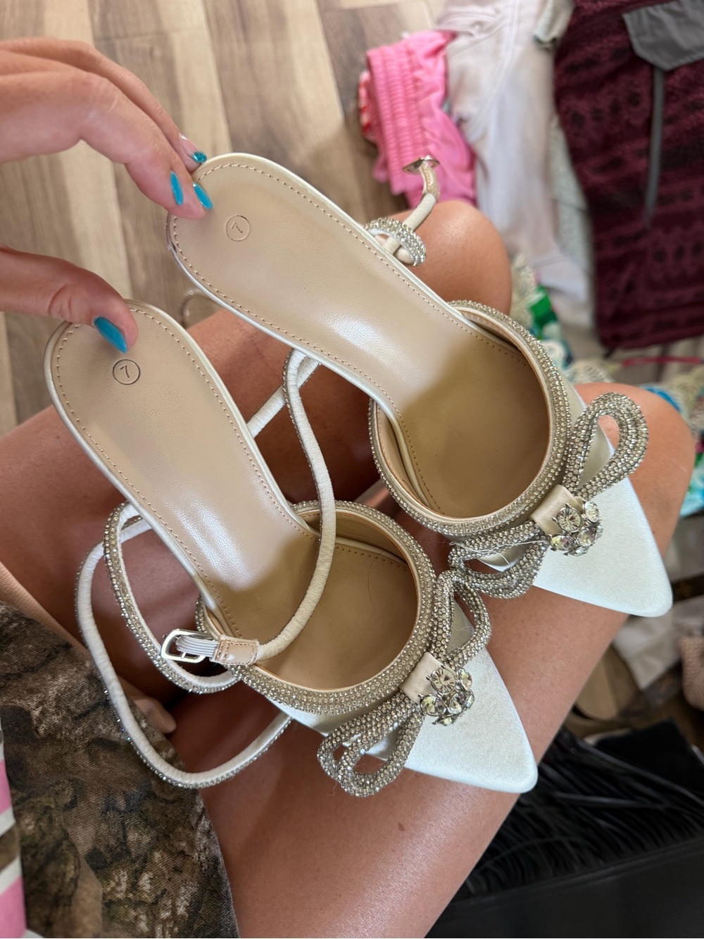Elegant White Crystal-Embellished Women's Pointed-Toe Heels